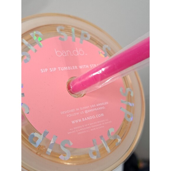 ban.do Hooray Floral Roses Sip Sip 20 oz Tumbler with Pink Straw NEW - Picture 2 of 4
